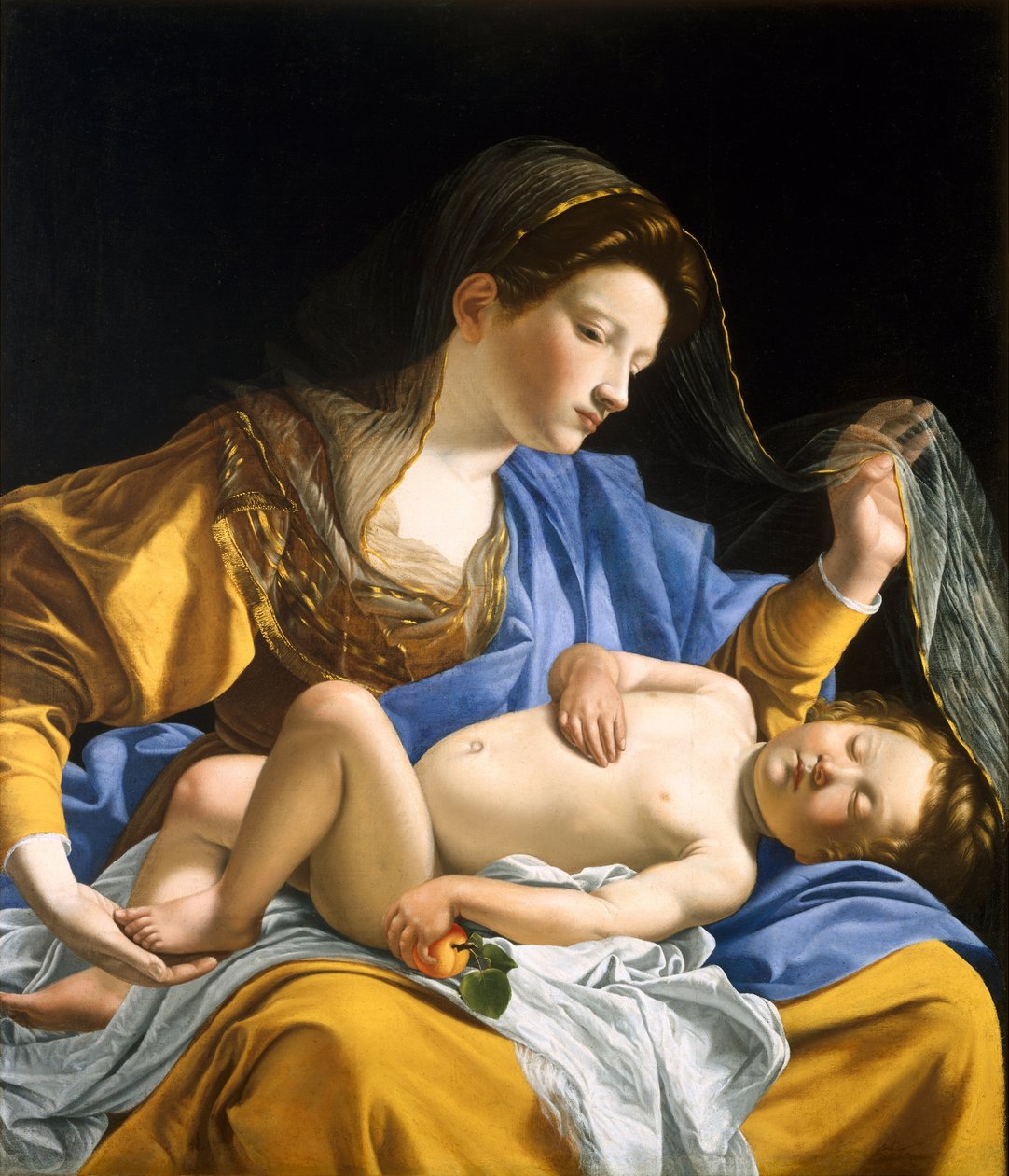 Uyuyan Mesih Çocukla Bakire by Orazio Gentileschi
