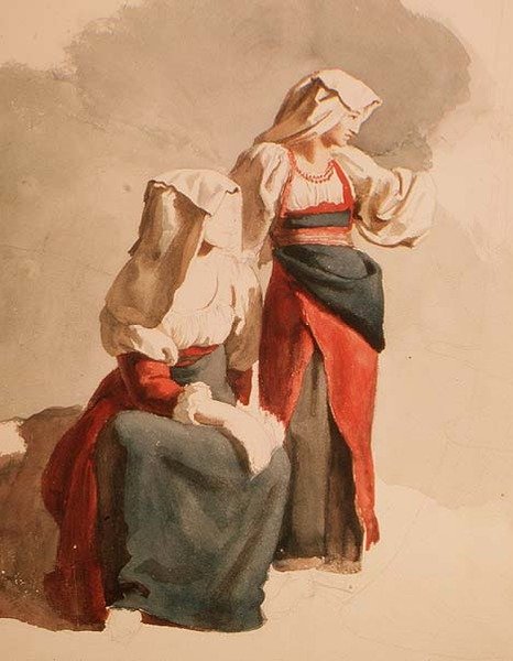 İtalyan Köylü Kızları, 1834 dolayları (suluboya) by Orest Adamovich Kiprensky