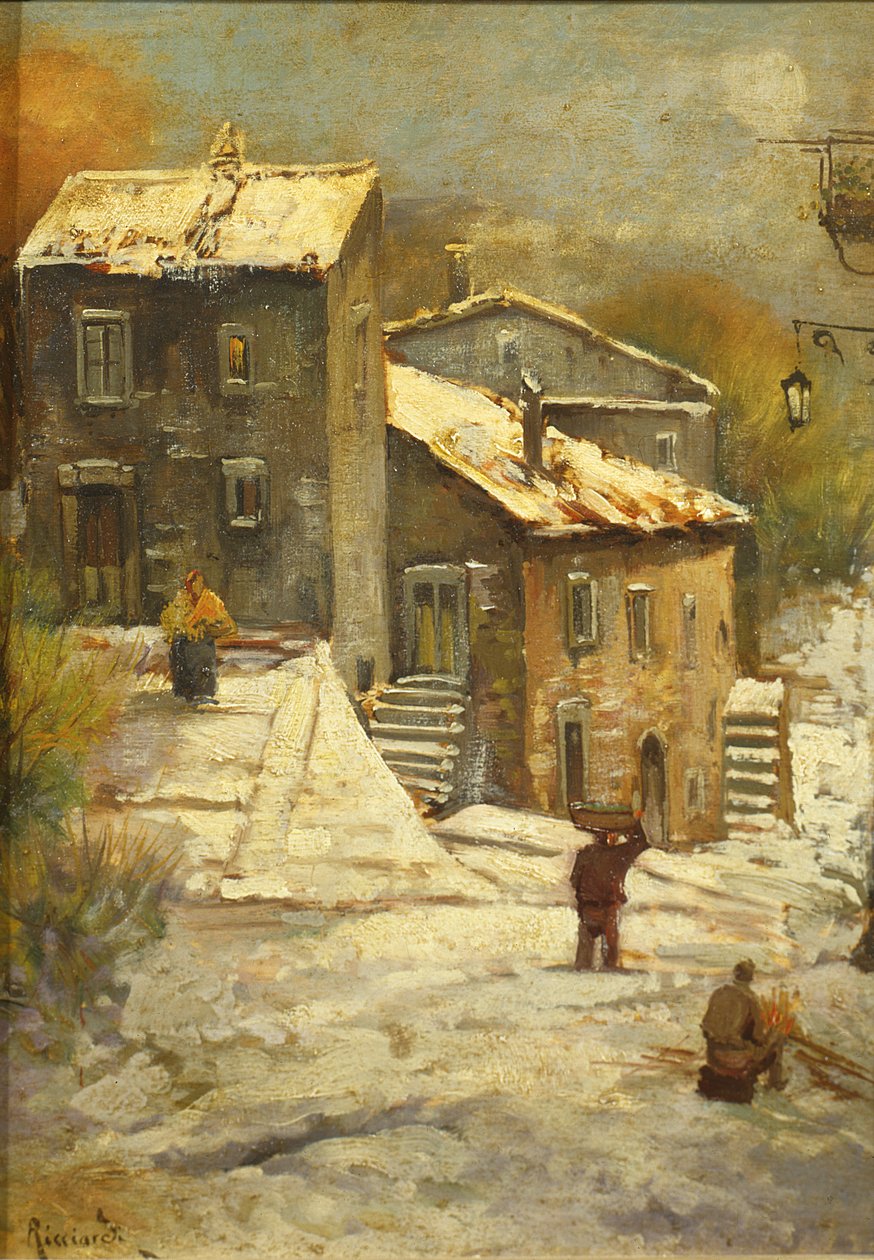 Karlı Bir Köyde Figürler by Oscar Ricciardi
