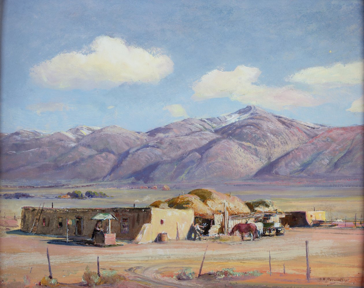Adobe Evi, yak. 1940 (gemide yağ) by Oscar Edward Berninghaus