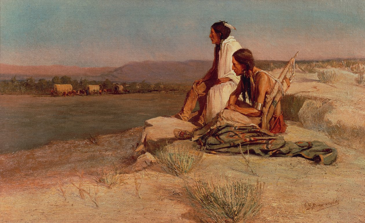 Vagon Trenini İzlemek (tuval üzerine yağlıboya) by Oscar Edward Berninghaus