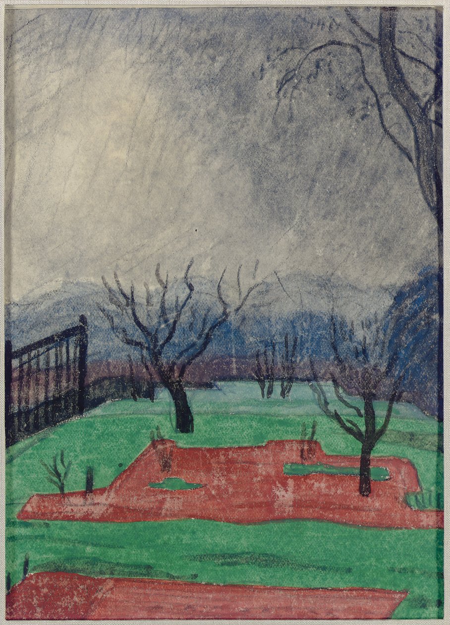 Gün Batımında Tarla (kağıt üzerinde w/c ve pastel boya) by Oscar Florianus Bluemner