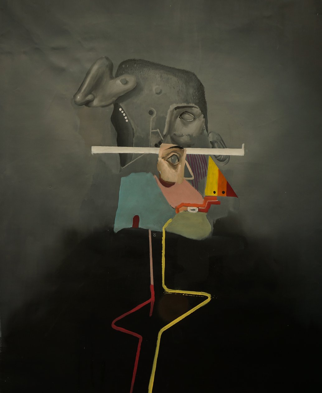Aptal, 2021-2014 (keten üzerine yağlıboya) by Oscar Nin