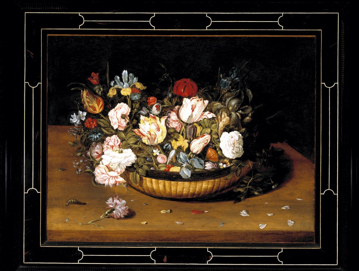 Çiçek Sepeti, c.1615 (panel üzeri yağlı boya) by Osias the Elder Beert