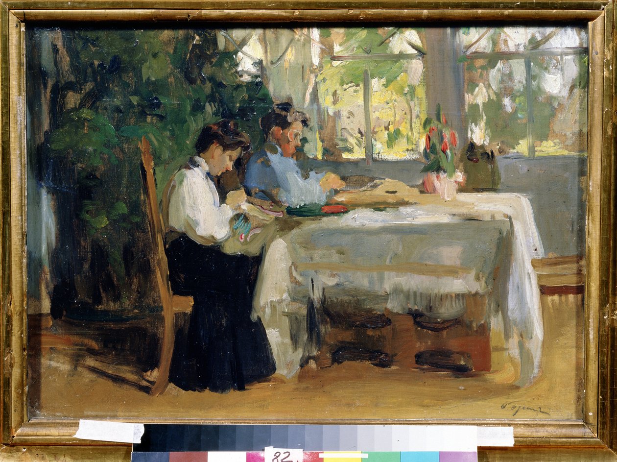 Osip Emmanuilovich Braz (1872-1936) Devlet A. Radishchev Sanat Müzesi, Saratov ""Verandada"" tablosu by Osip Emmanuilovich Braz
