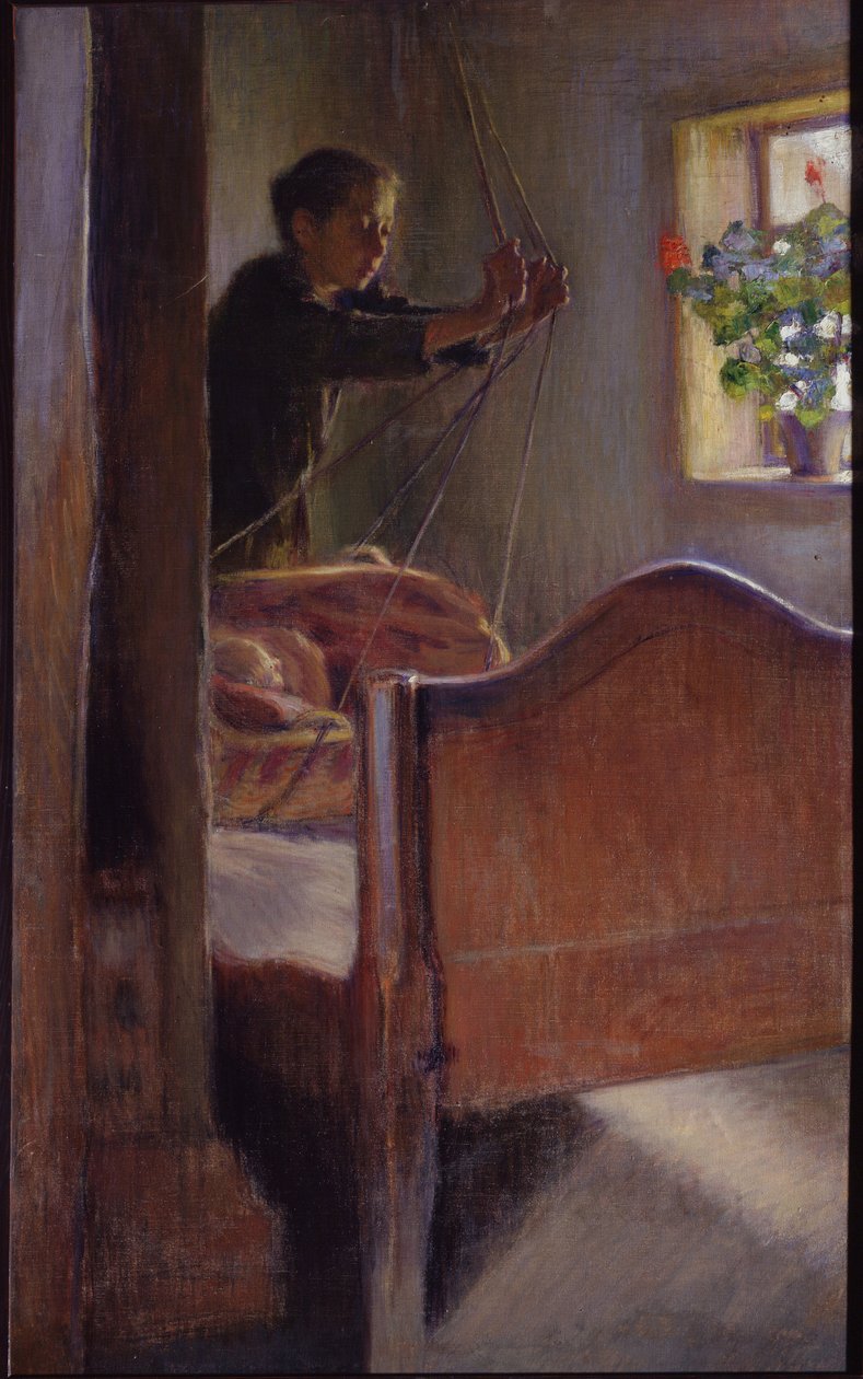 "Beşik" tablosu Osip Braz (1872-1936) 1894 Devlet Sanat Müzesi, Odessa by Osip Emmanuilovich Braz