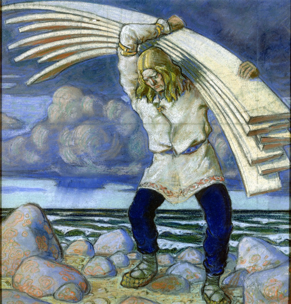 Kalevipoeg Panoları Taşımak, 1914 by Oskar Kallis