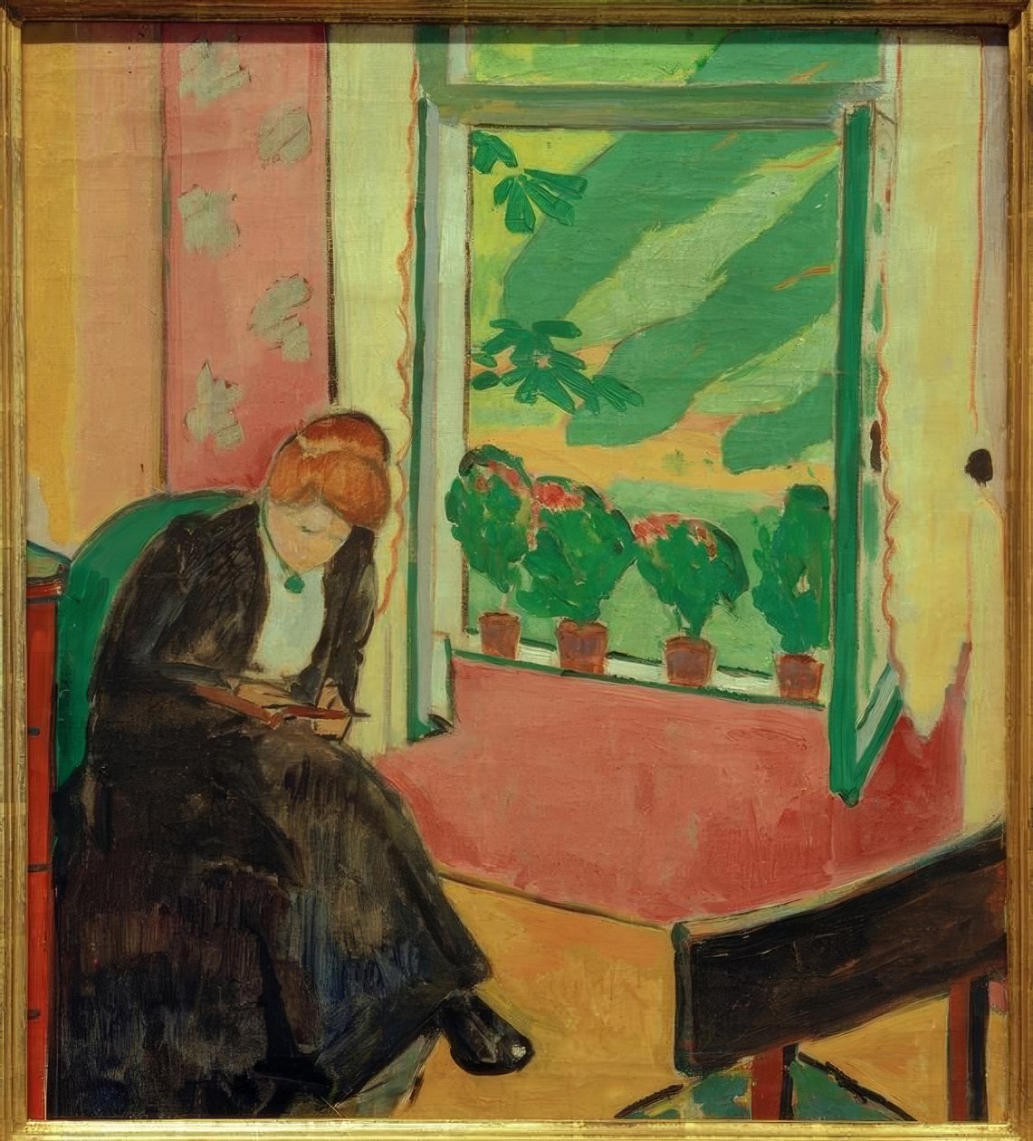 Penceredeki Siyah Kadın (Marg Moll) by Oskar Moll
