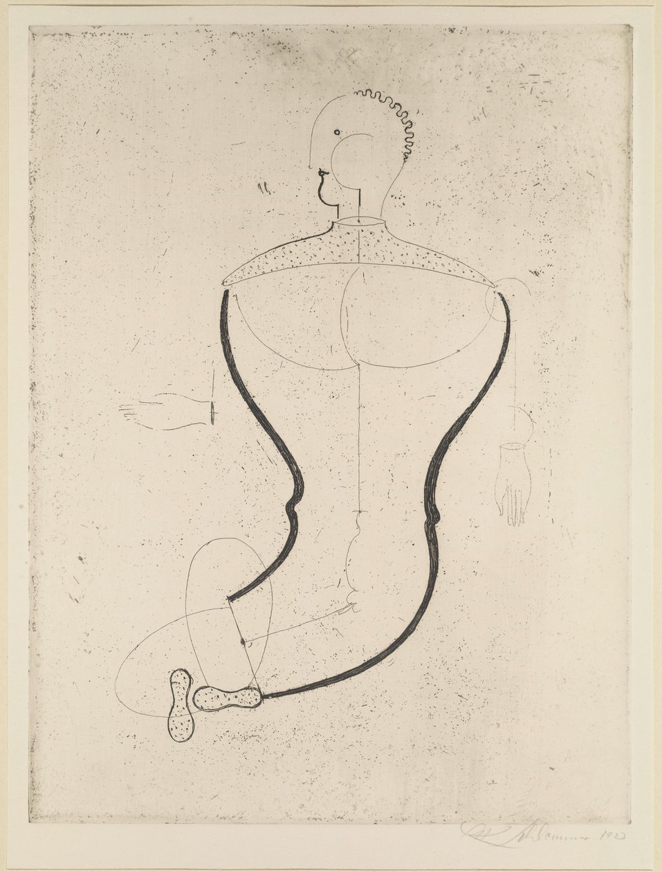 Soldaki soyut figür, 1923. by Oskar Schlemmer