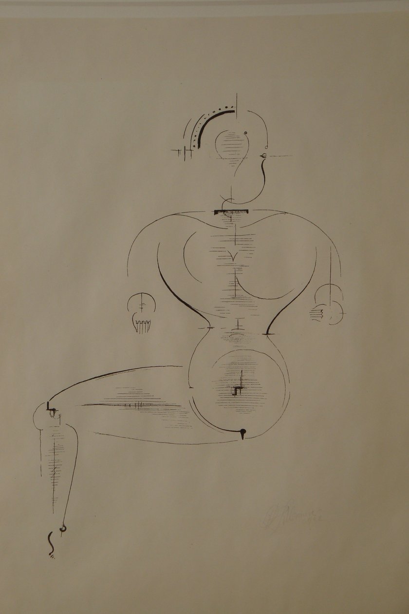 Yandan Figür: Figür H2 Oturan, 1921. by Oskar Schlemmer