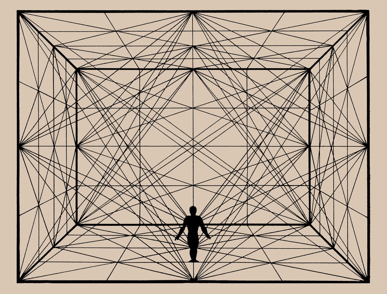 Düzlem Geometri ve Mekansal Tanımlamalarla Uzayda Figür, 1924-1925. by Oskar Schlemmer