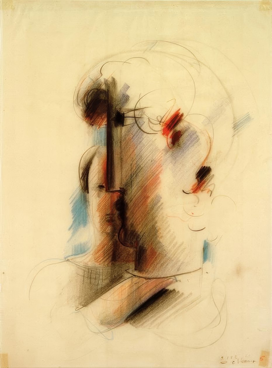 Sola büyük kafa ve küçük kafa by Oskar Schlemmer