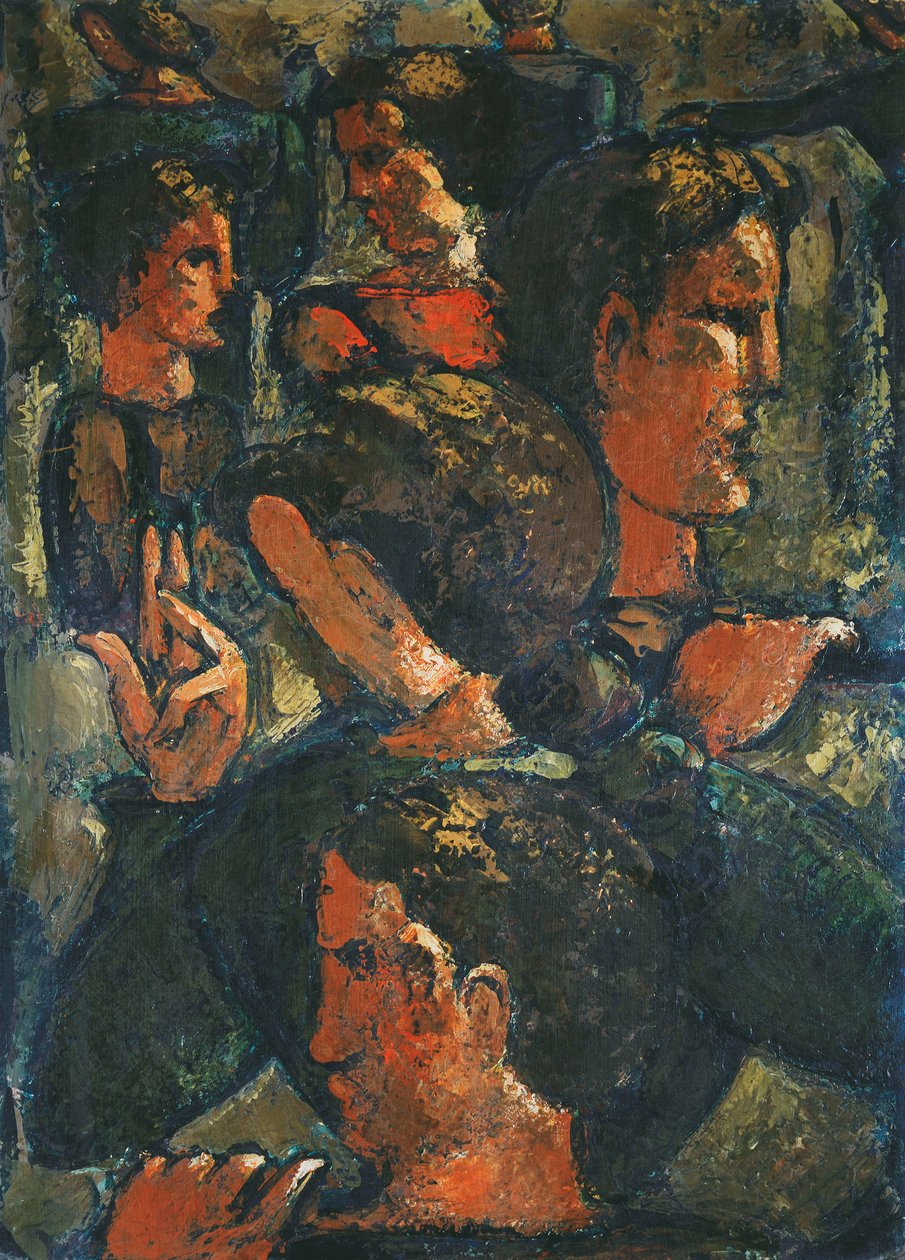 El Kaldırılmış Figür Grubu; Figurengruppe mit Erhobener Hand by Oskar Schlemmer