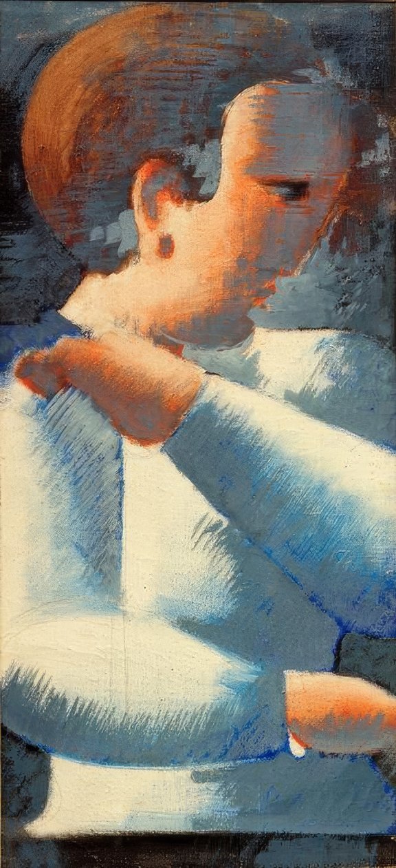 mavi ve beyaz çocuk by Oskar Schlemmer