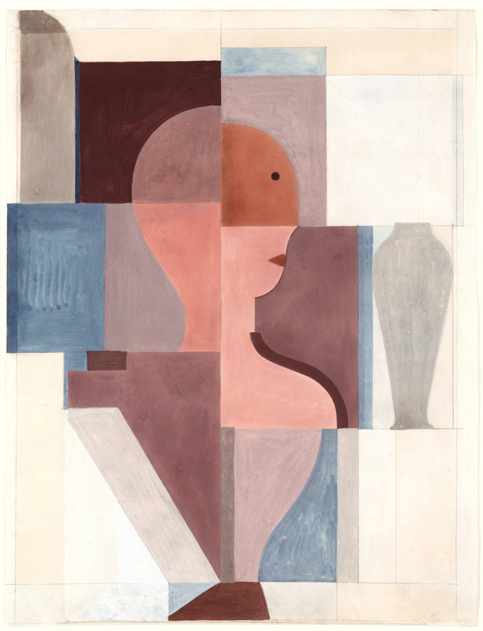 Sağdaki bölünmüş yarım figür, 1923. by Oskar Schlemmer