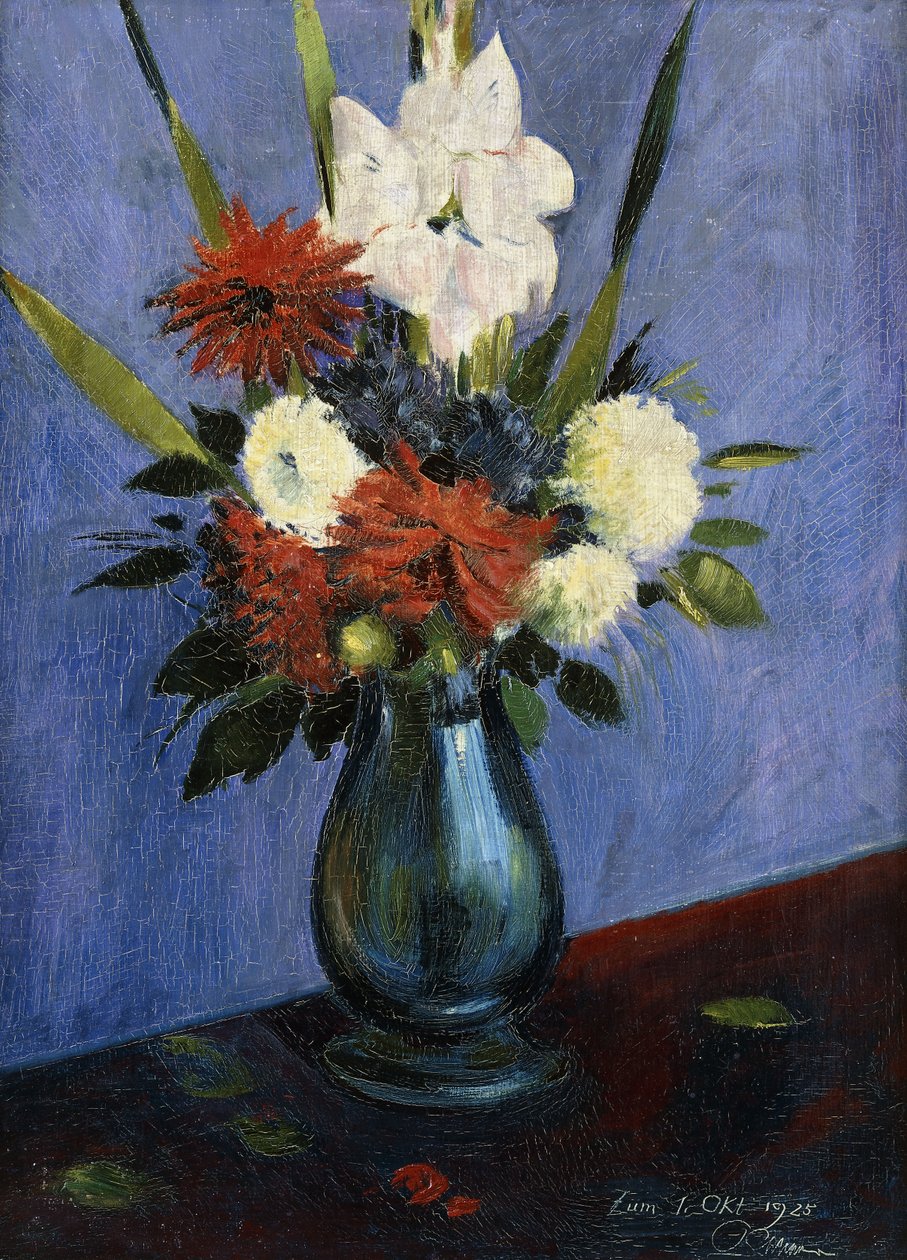 Gladiola ve Dahlias ile Çiçek Vazo; Gladioli ve dahlias ile çiçek vazo by Oskar Schlemmer