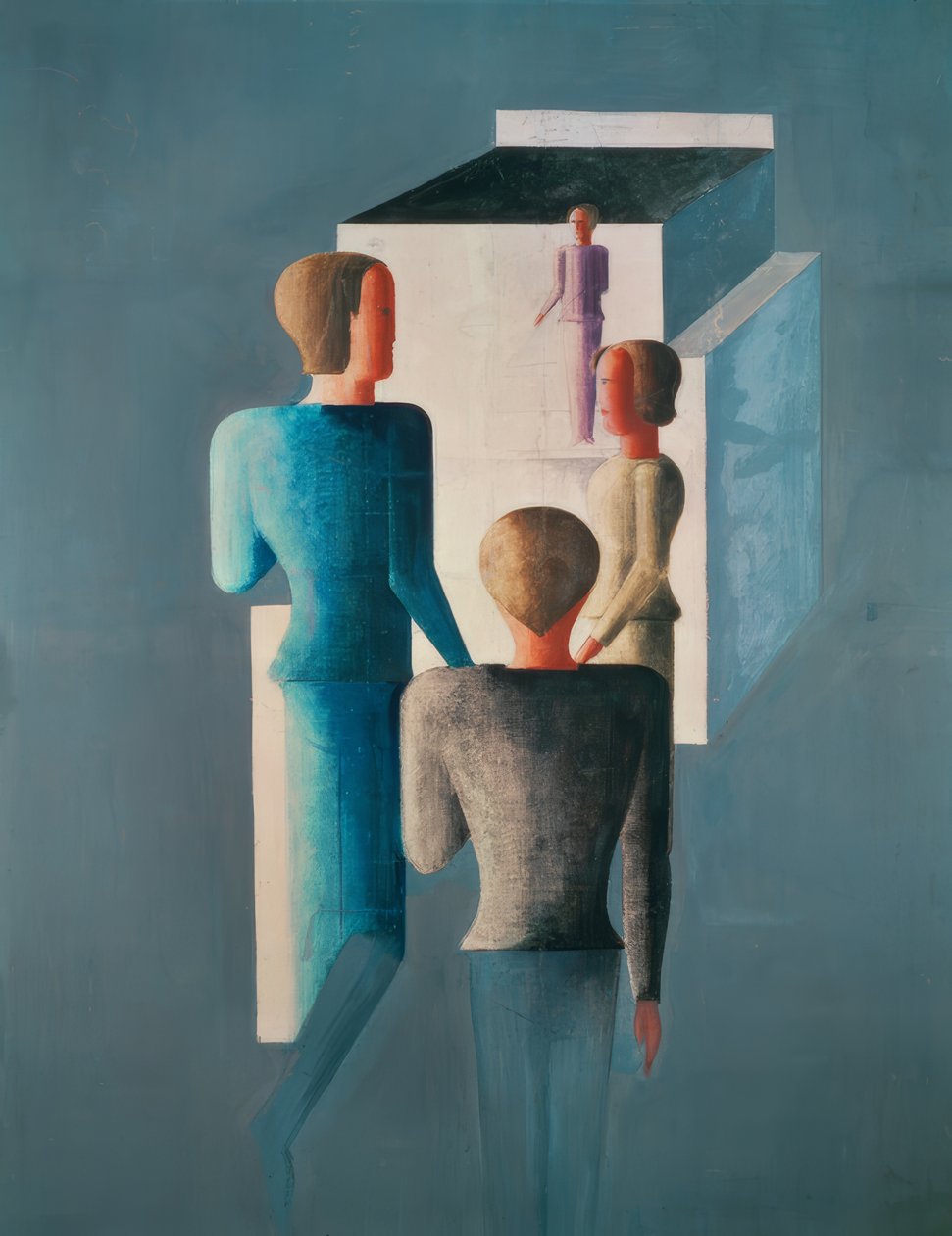 Dört rakam ve bir küp by Oskar Schlemmer