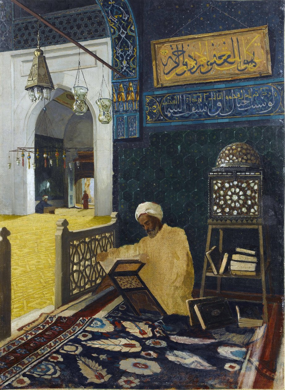 Quran reciting - Peinture de Osman Hamdi Bey by Osman Hamdi Bey