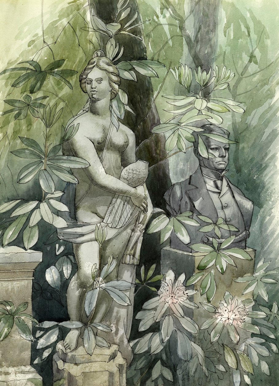 Diana ve Devlet Adamı, 1960 dolayları (kağıt üzerinde wc) by Osmund Caine