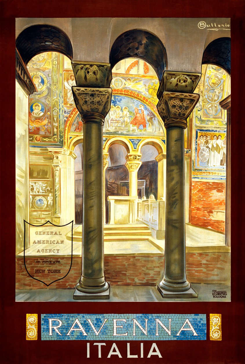 Ravenna Seyahat Posteri, c.1925 (renkli taş) by Osvaldo Ballerio