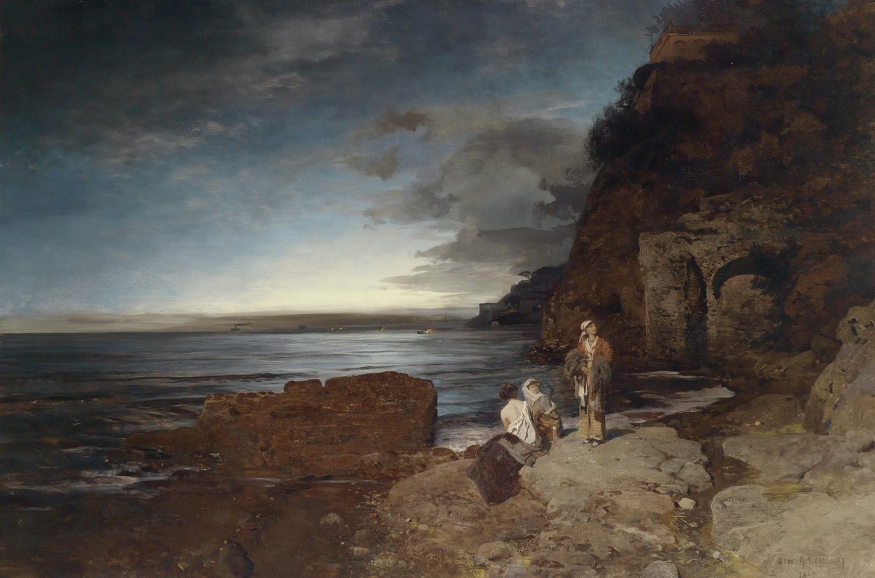 sahilde akşam by Oswald Achenbach