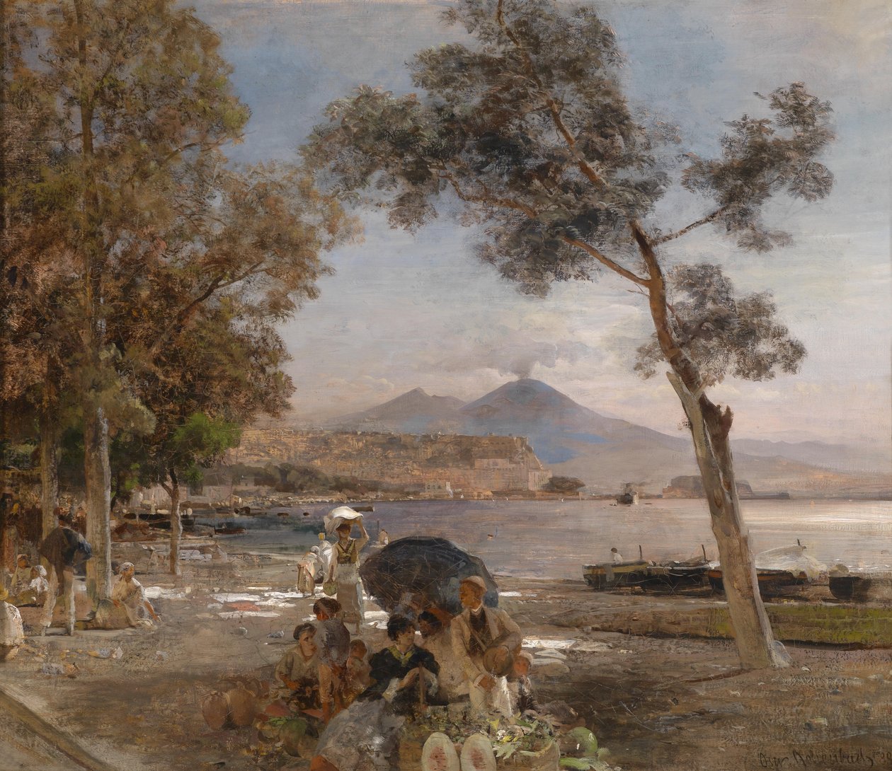 Arka planda Vezüv ile Napoli Körfezi
