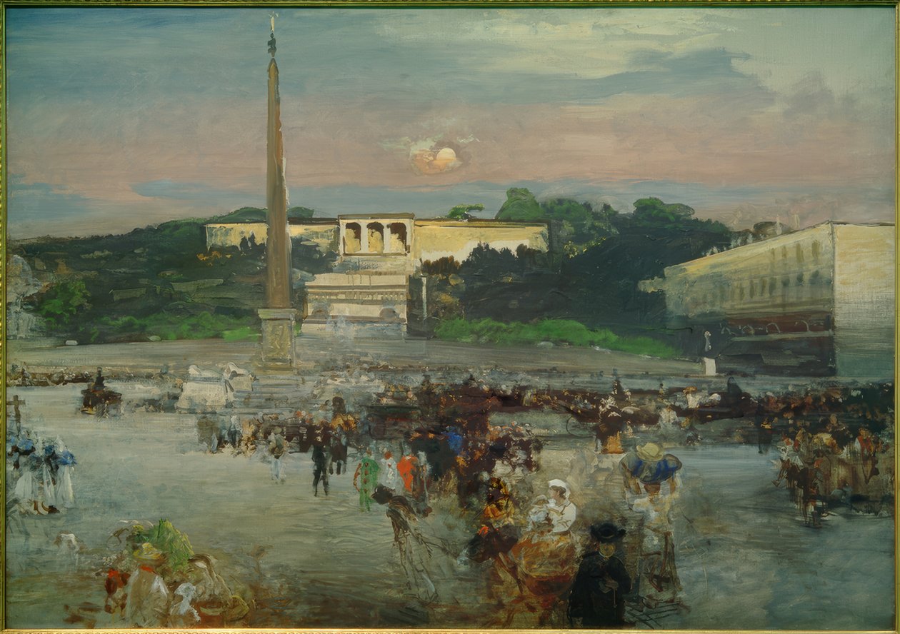 Roma, Piazza del Popolo / Oswald Achenbach tarafından resim by Oswald Achenbach