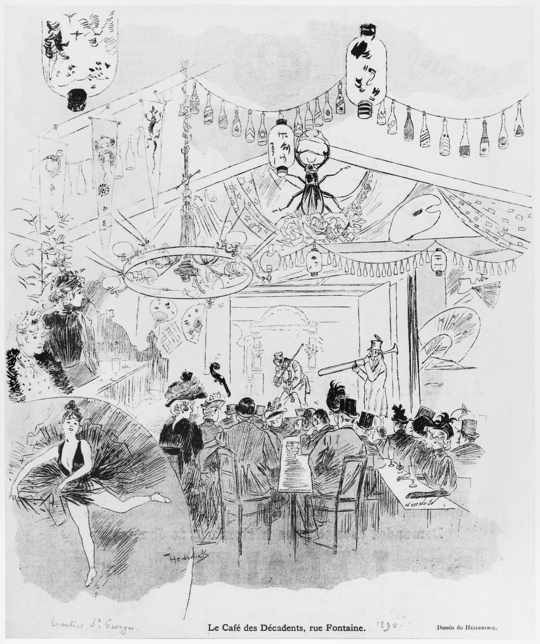 Cafe des Decadents, 16bis rue Fontaine, Paris, 1890 by Oswald Heidbrinck