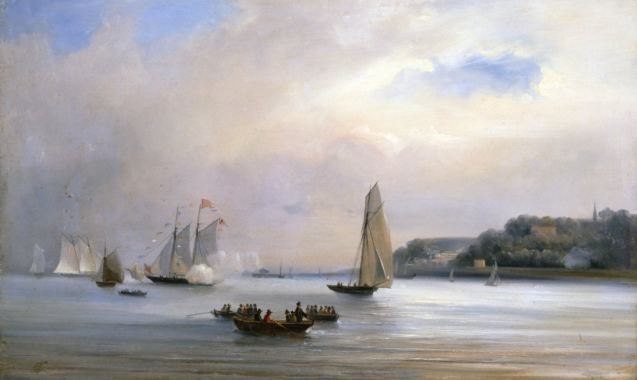 Wight Adası çevresinde Anglo-Amerikan Yat Yarışı, 22 Ağustos 1851 (tuval üzerine yağlı boya) by Oswald Walters Brierly