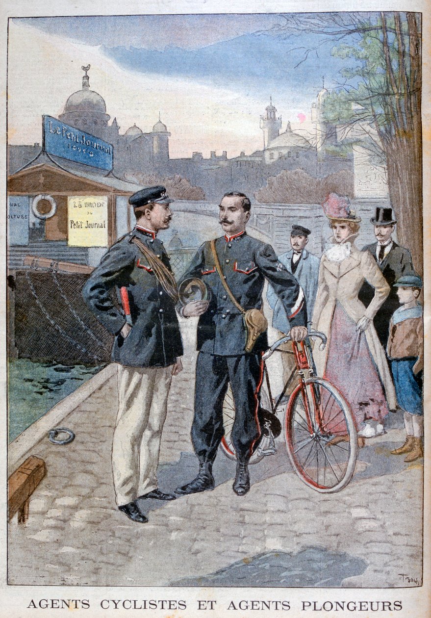 Bir bisiklet ve su polis memuru, Paris, 1900 by Oswaldo Tofani