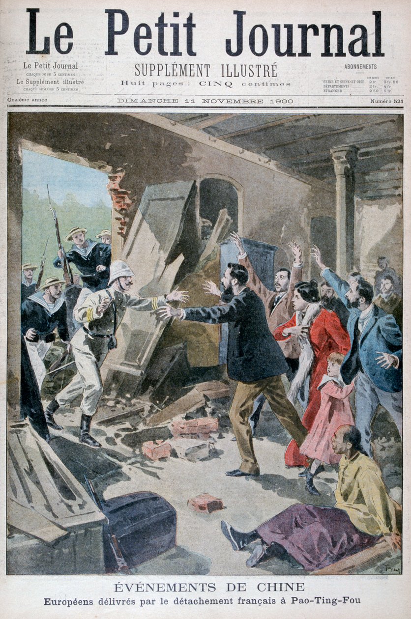 Fransız denizcilerinin bir müfrezesi tarafından kurtarılan Avrupalılar, Pao Ting Fou, Çin, 1900 by Oswaldo Tofani
