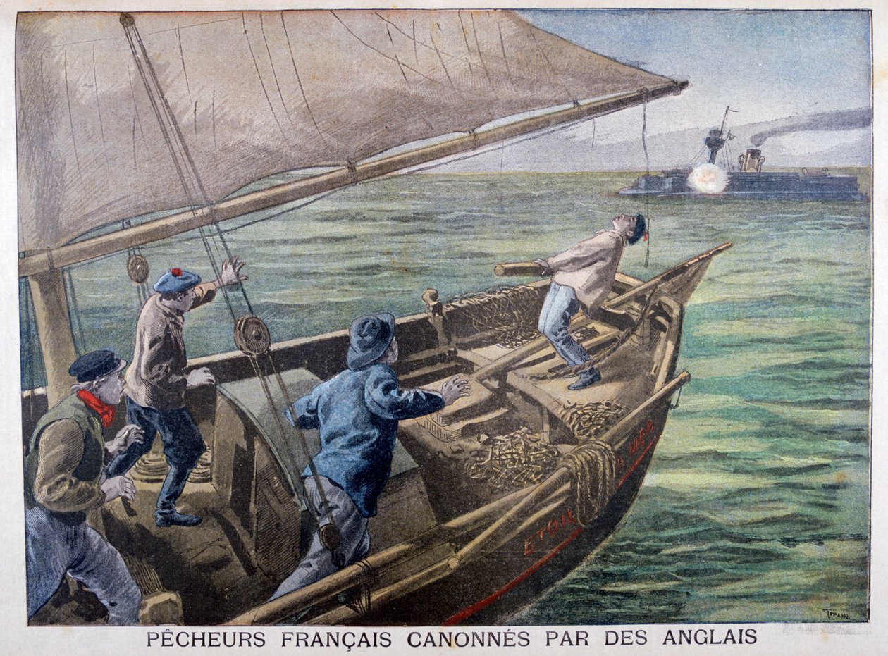 Fransız balıkçılar İngilizler tarafından ateşe verildi, 1899 by Oswaldo Tofani