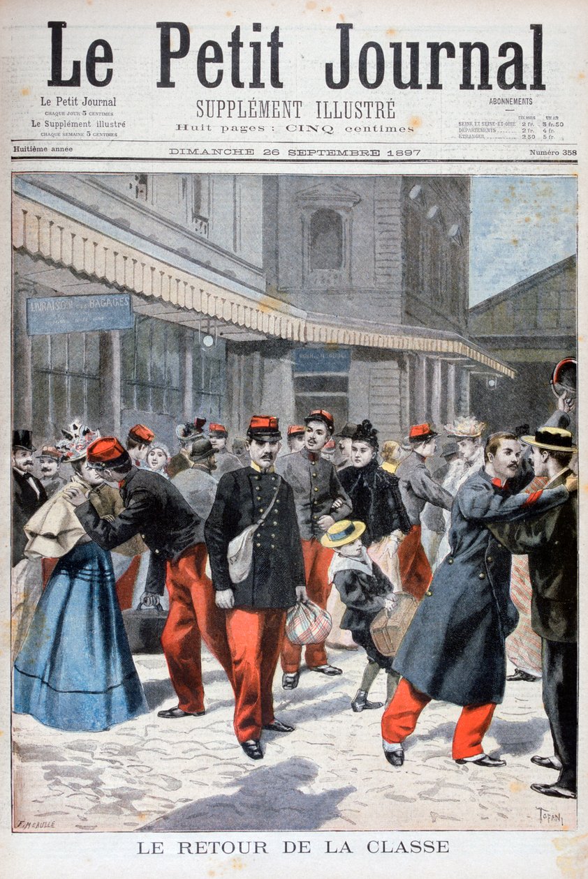 Eve dönen Fransız askerleri, Fransa, 1897 by Oswaldo Tofani