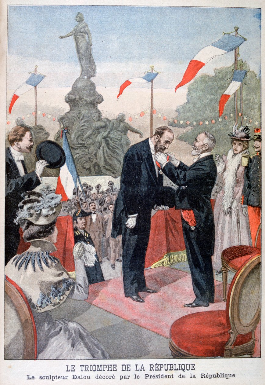 Jules Dalou, 1899 Emile Loubet tarafından Legion of Honor madalyası ile ödüllendirilirken by Oswaldo Tofani