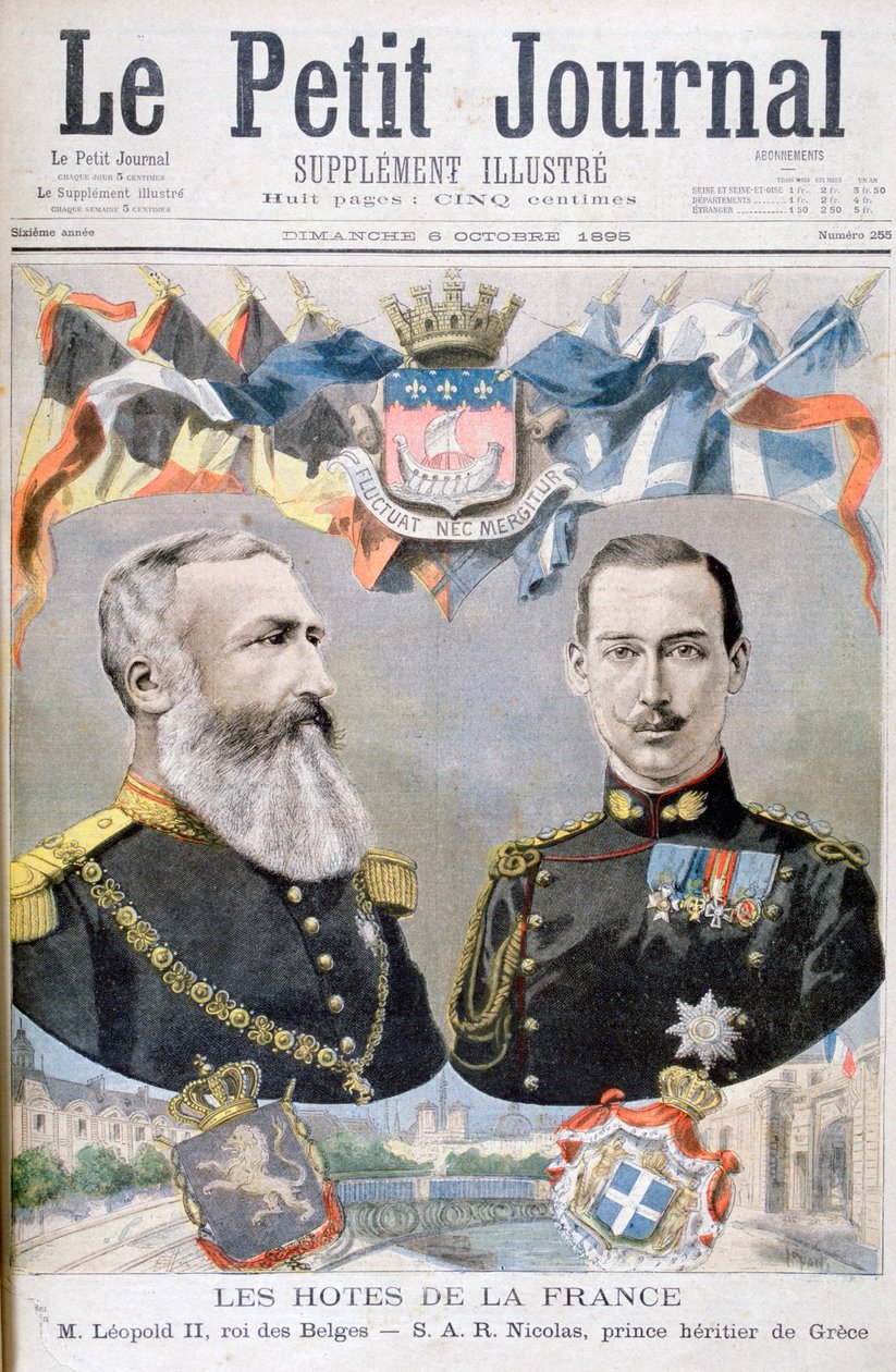 Belçika Kralı II. Leopold ve Yunanistan ve Danimarka Prensi Nicholas, 1895. by Oswaldo Tofani