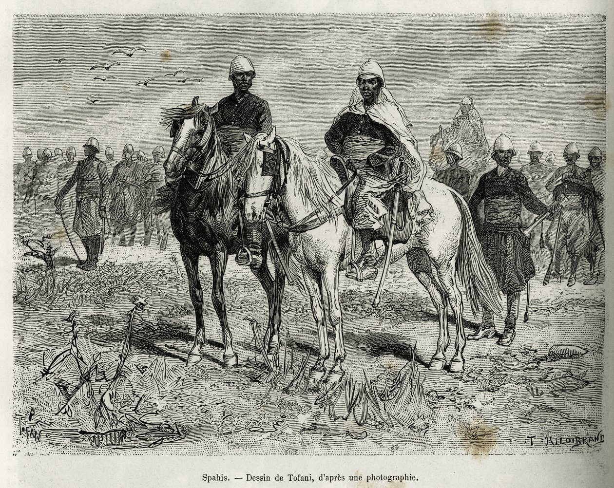 Sefer eskortunun Spahileri. Deniz Piyade Komutanı Gallieni tarafından 1880-1881