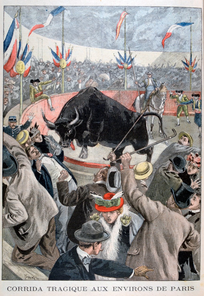 Paris çevresinde trajik boğa güreşi kazası, 1899 by Oswaldo Tofani