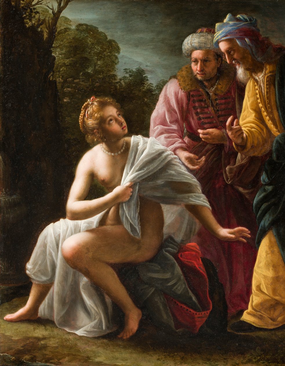 Susanna ve Yaşlılar, c.1620 (bakır panel üzerine yağlı boya) by Ottavio Mario Leoni