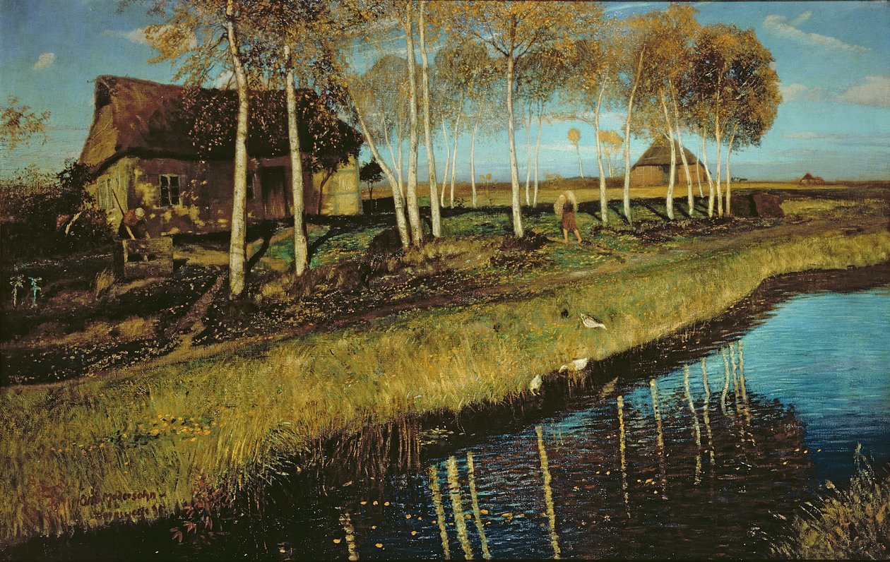 Kanalda Sonbahar Sabahı by Otto Modersohn