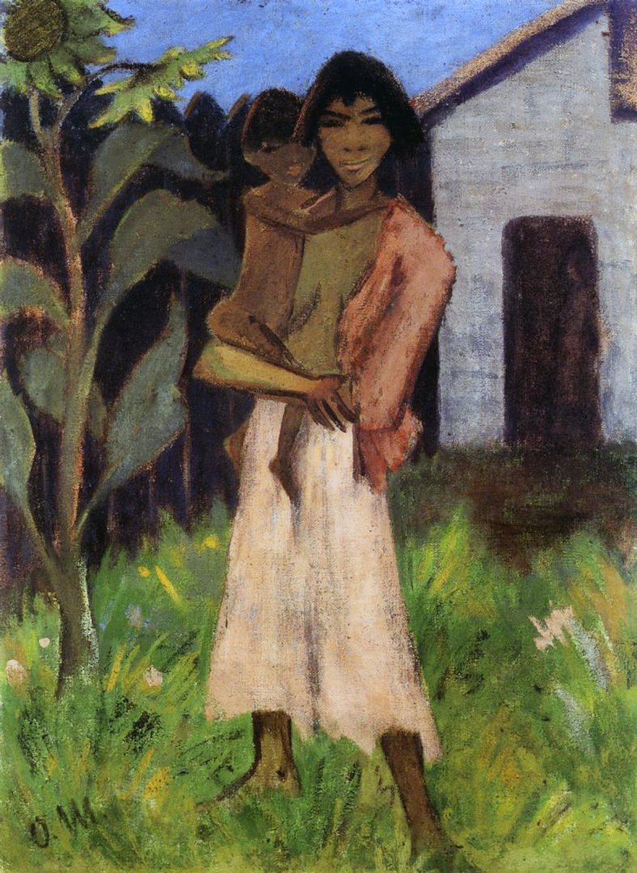Anne ve Çocuk, 1927 (tuval üzerine mizaç) by Otto Mueller