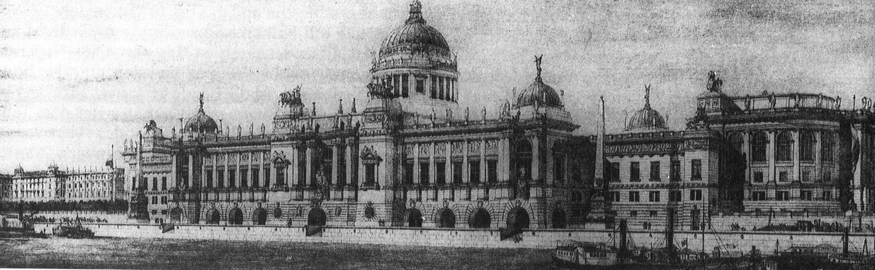 Budapeşte parlamento binası ile ilgili yarışmaya kazanan olmayan giriş (1883) by Otto wagner and partners