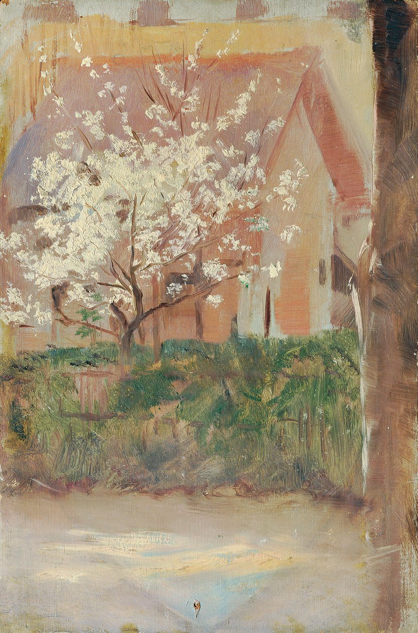 Ön bahçede beyaz çiçekli ağaç by Otto Friedrich