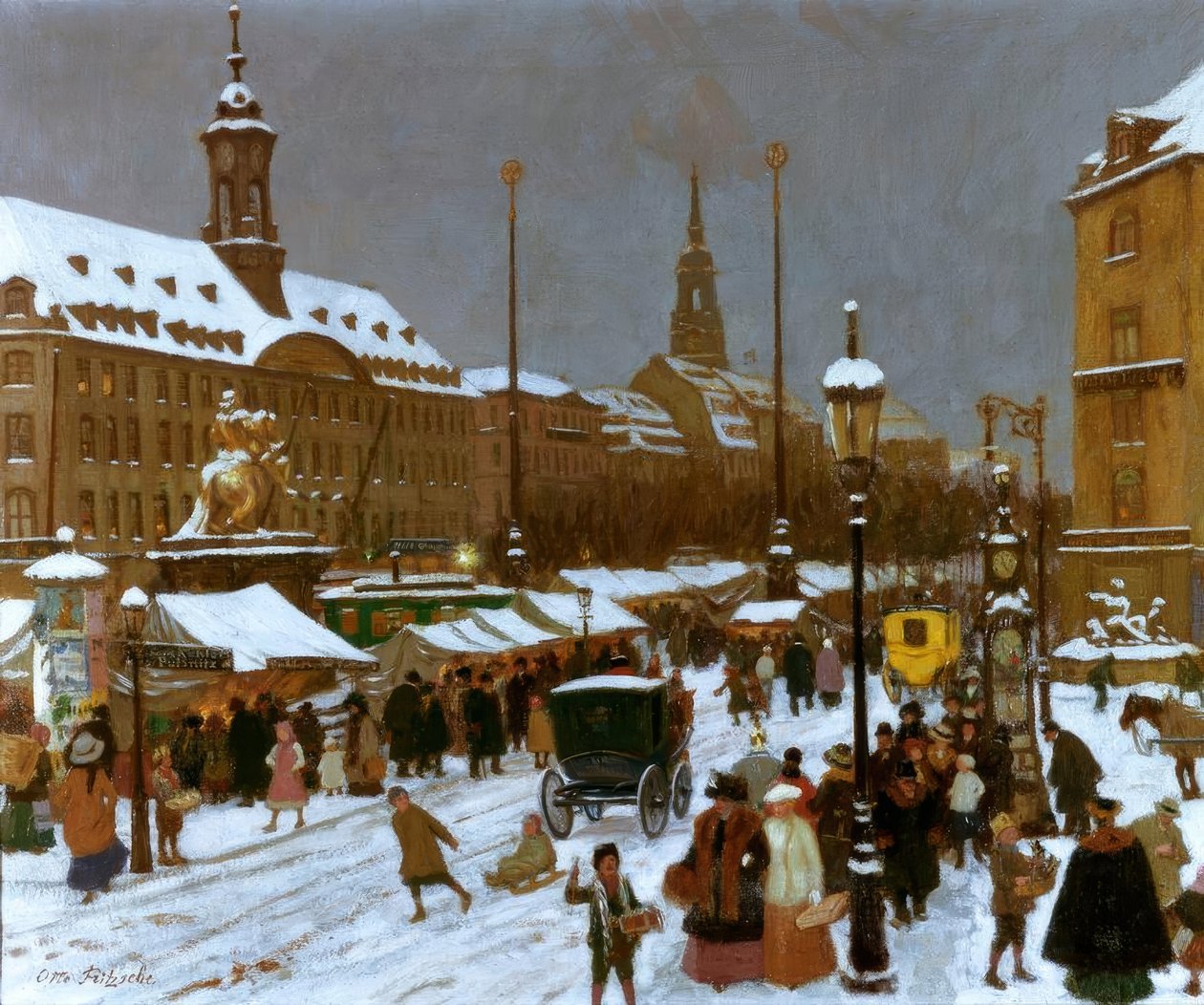 Neustädter Markt üzerinde Striezelmarkt by Otto Fritzsche