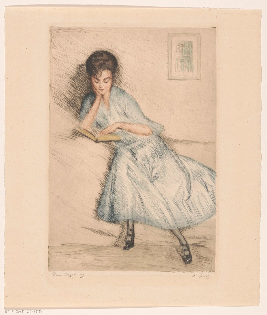 okuyan kadın by Otto Goetze (signed by artist)