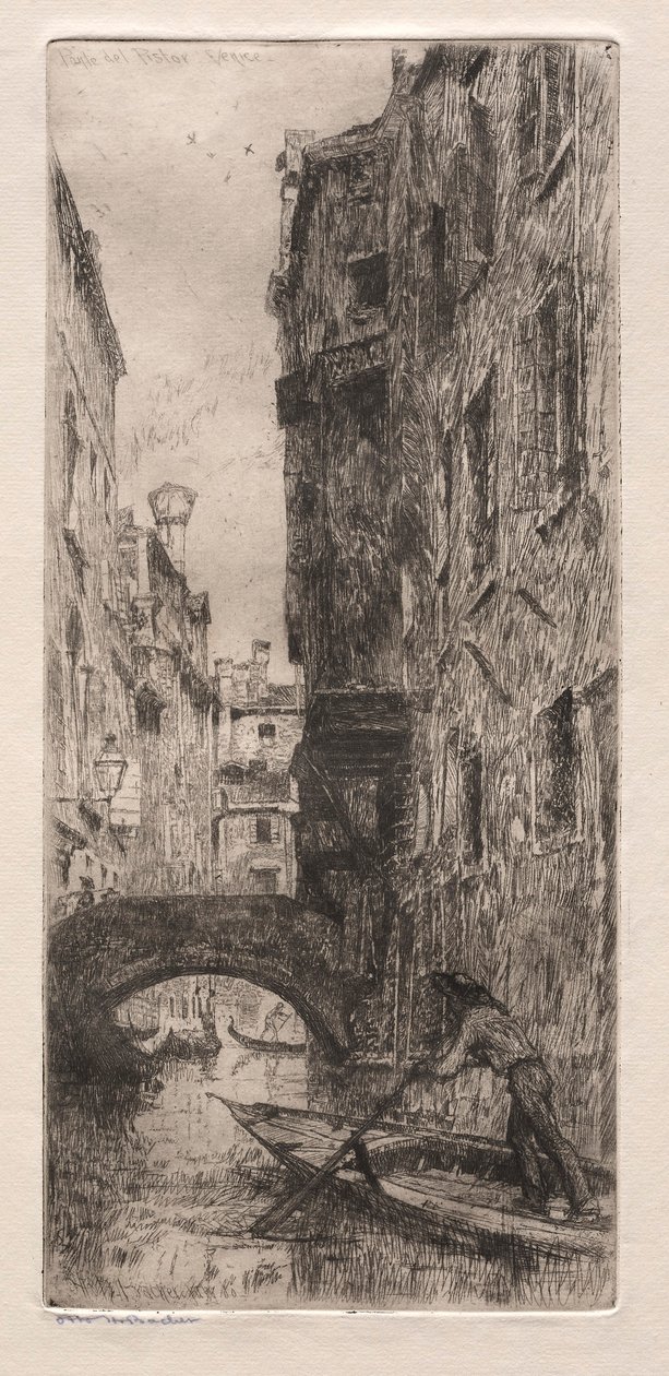 Venedik Gravürleri: Ponte del Pistor, Venedik, 1880. by Otto H. Bacher