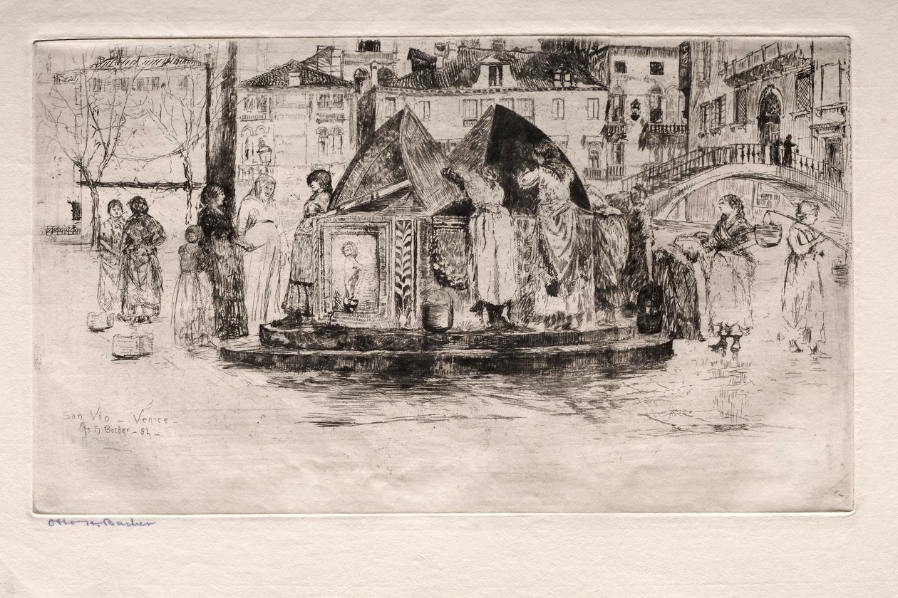 Venedik Gravürleri: Pozzo San Vio, 1882. by Otto H. Bacher