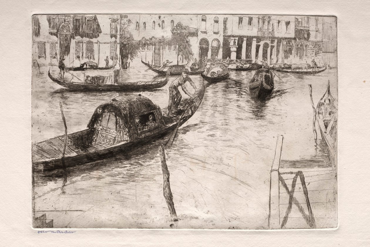 Venedik Gravürleri: San Felice vapuru, 19. yüzyıl. by Otto H. Bacher