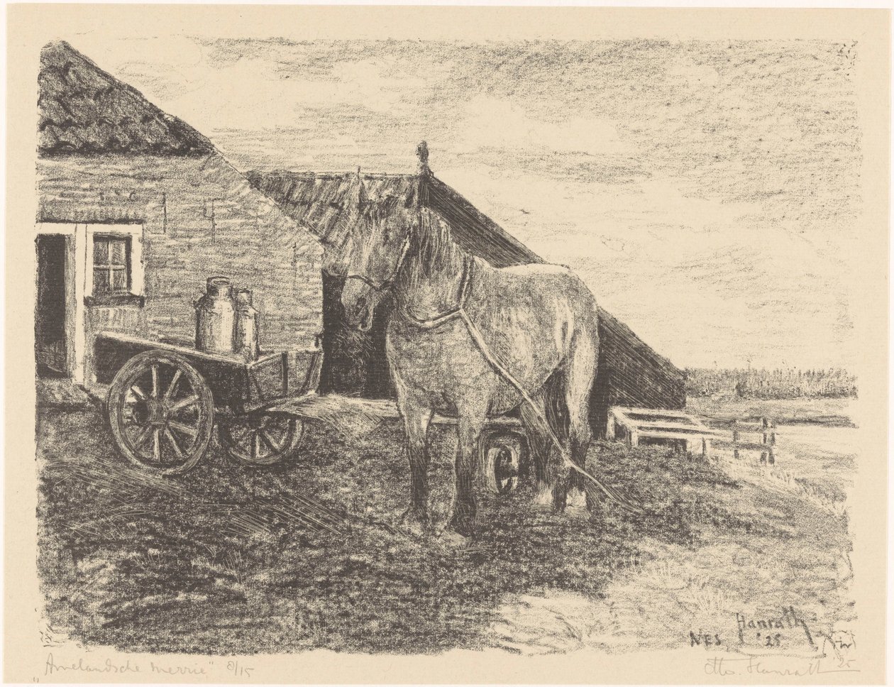 Ameland kısrak (nesne üzerindeki orijinal başlık) by Otto Hanrath (signed by artist)