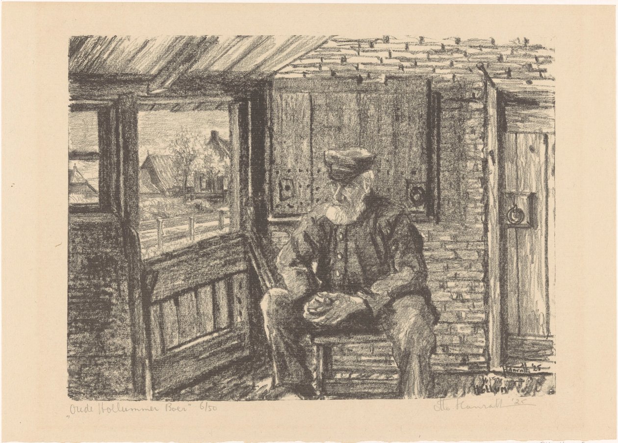 Eski Hollumer çiftçisi (nesnedeki orijinal başlık) by Otto Hanrath (signed by artist)