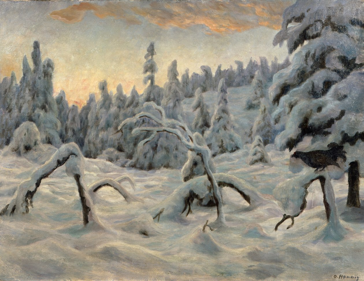 Kar yağışı sonrası ladin ormanı by Otto Henning
